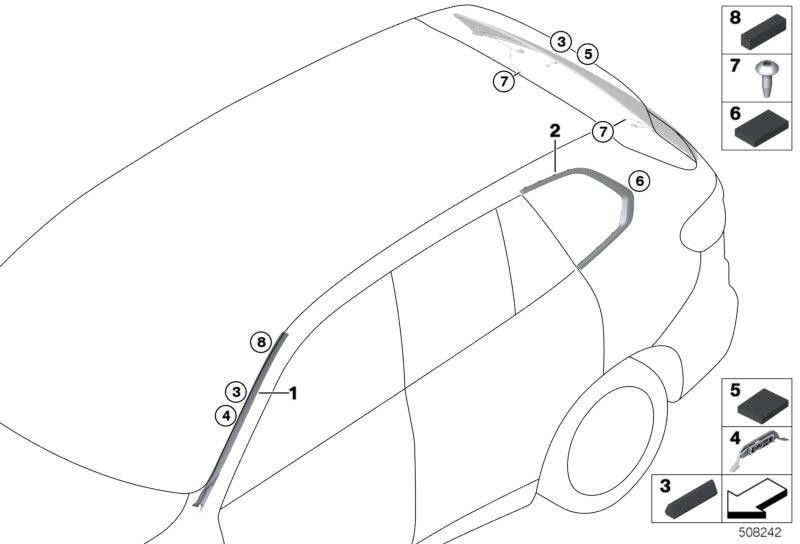 BMW右の右のグロスブラックの本物のストリップ（51377444088）| 51377444088