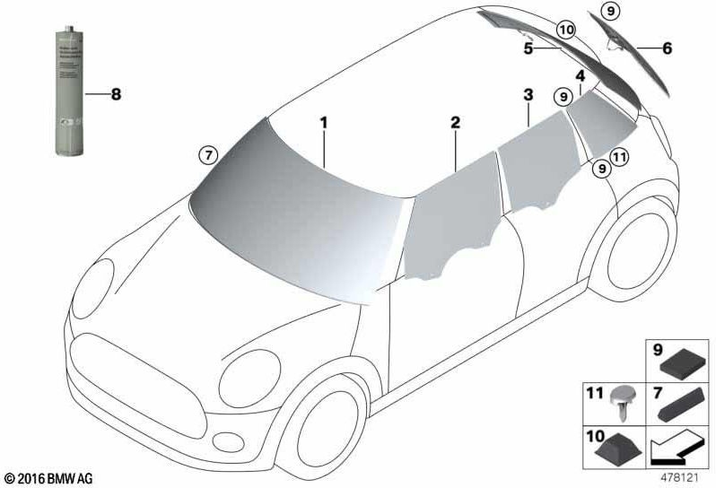 BMW後部の本物のサイドウィンドウサンプロテクションガラス（51377466437）| 51377466437