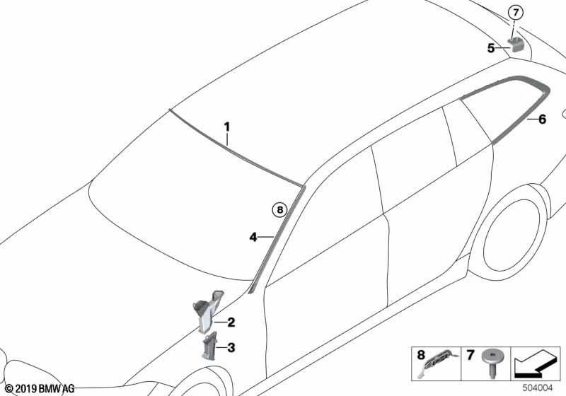 Shadowlineの背面にあるBMW純正ストリップ（51377470033）| 51377470033