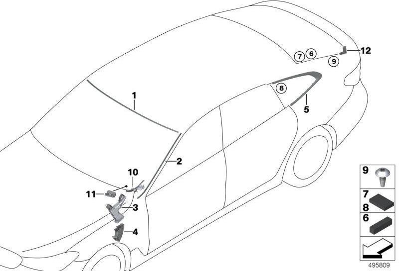 BMW左後部の本物のサイドスライス（51378495573）| 51378495573