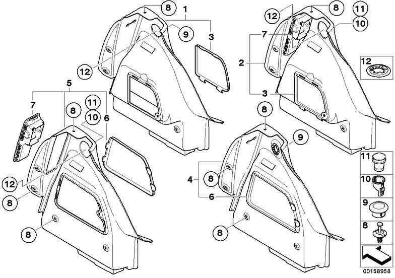 bmw本物のカバー荷物コンパートメントの左（51412752967）| 51412752967