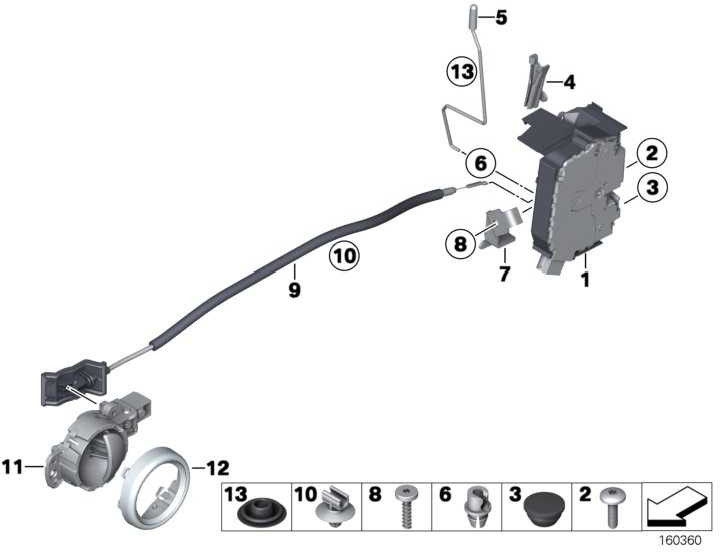 BMW本物のブレンドドアオープナーChrome Inside Right Mini（51412753340）| 51412753340