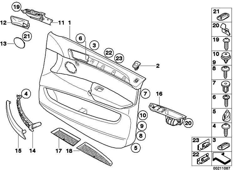 BMW純正ドアクラッディングレザーフロント左黒x6（51417243717）| 51417243717