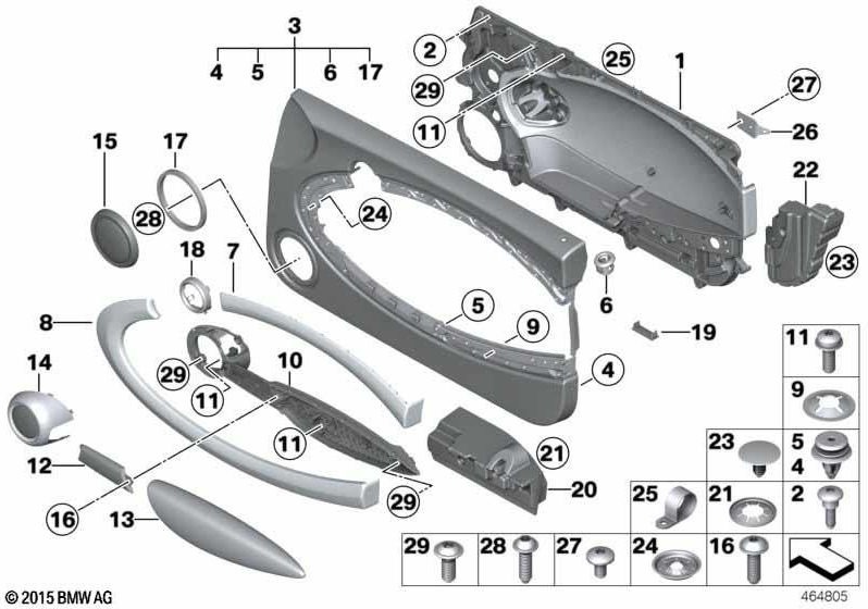 BMW本物のアームレストフロント左衛星グレー（51417267289）| 51417267289