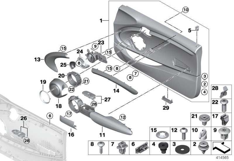 BMW純正ブレンドlichtpacketドアフロントパーツ右ピアノブラックミニ（51417410582）| 51417410582
