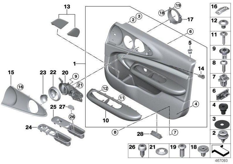 BMW純正アームレストドアフロント左黒（51417413457）| 51417413457