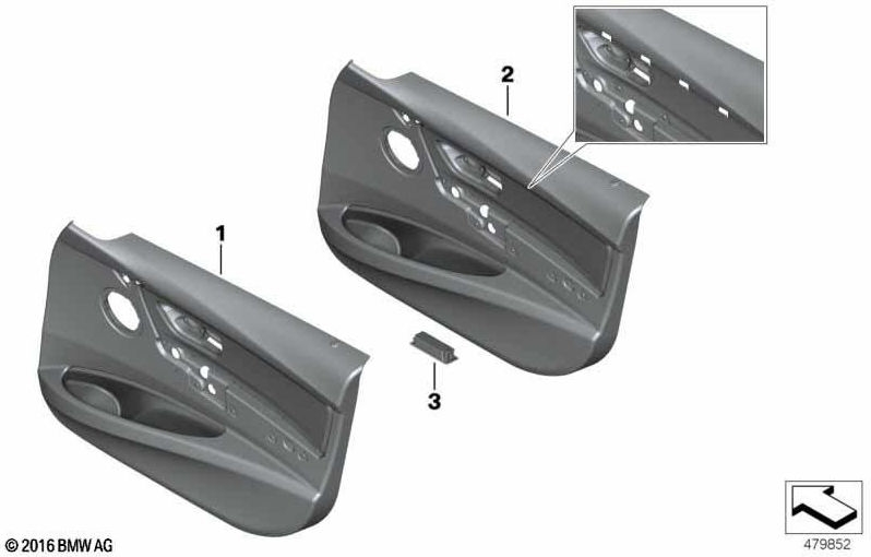 BMW右前部の無煙炭/赤（51417424264）にある本物のドアトリムファブリック| 51417424264