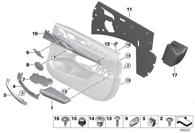 BMW本物のブレンドドア左前面のAlu Feinschniff（51417936715）| 51417936715