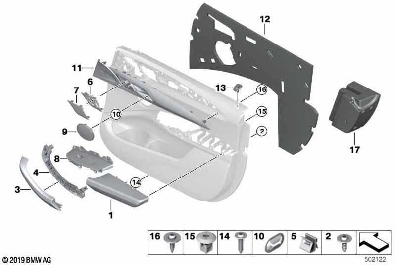 BMW本物のブレンドドアアルミニウムフィニッシュフロント右（51417936716）| 51417936716