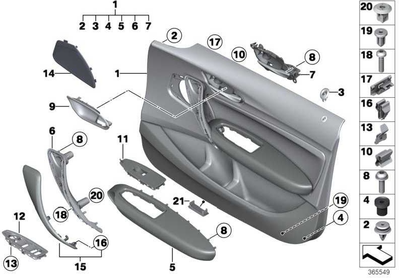 BMW純正ドアクラッディングレザーの前面左黒/青（51418070077）| 51418070077