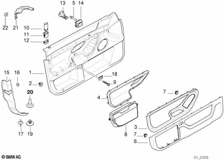 BMW正面右の砂ベージュ（51418178416）の本物の使用ドアパネル| 51418178416