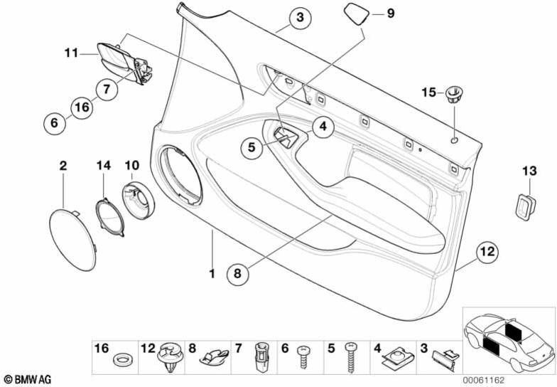 BMWの正面の本物のドアクラッディング左黒（51418232627）| 51418232627