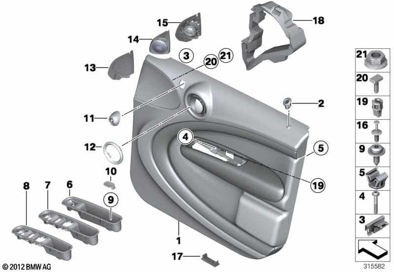 BMW右側の本物のハンドルシェル（51419811172）| 5141981172