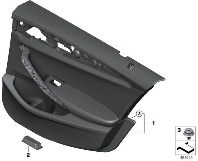 BMW左黒の後ろの本物のドアパネル（51427477283）| 51427477283