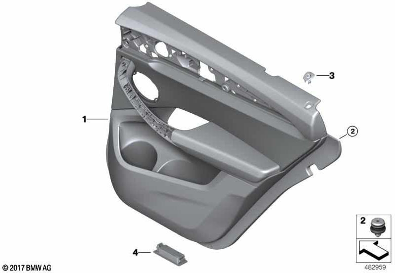 BMW左黒の後ろの本物のドアパネル（51427940079）| 51427940079
