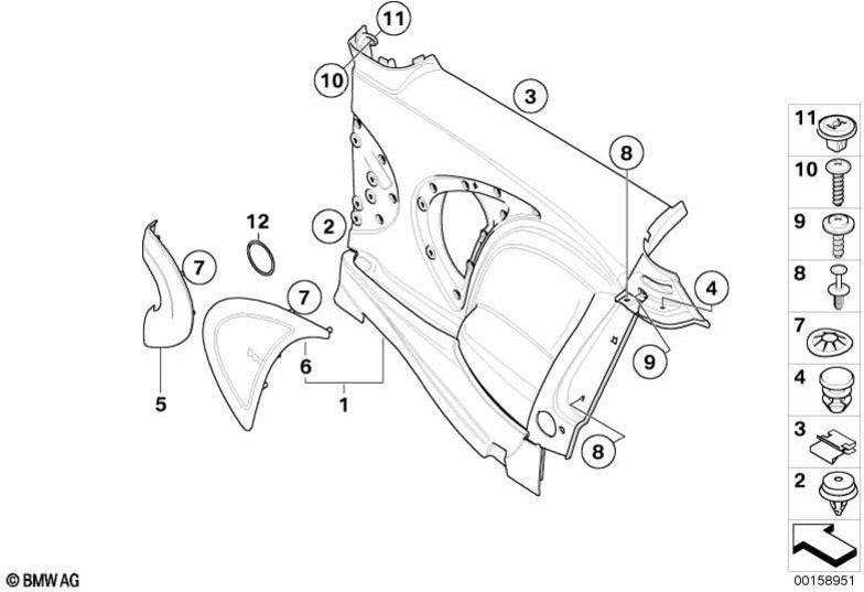BMW右側の右側の本物のサイドクラッディングレッドウッドレッド（51432756054）| 51432756054