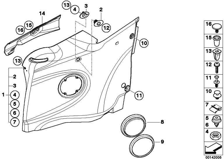 BMW右後部の本物のサイドクラッディングコルドバベージュミニ（51436968592）| 51436968592