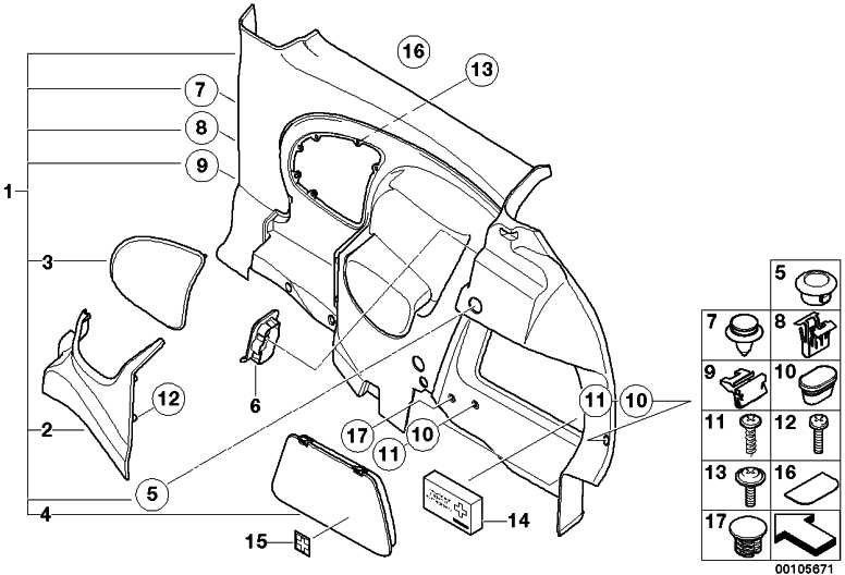 BMW本物のふたサイドカバー右パンサーブラックミニ（51437034410）| 51437034410