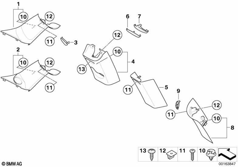 BMW左上のライトベージュ（51437266767）にある本物の絞りBピラー| 51437266767