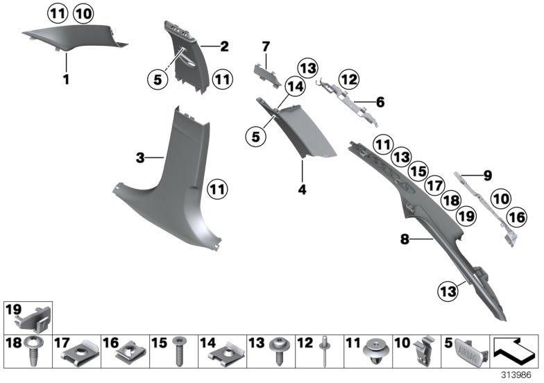 BMW純正ホルダーd-pillar right（51437268436）| 51437268436