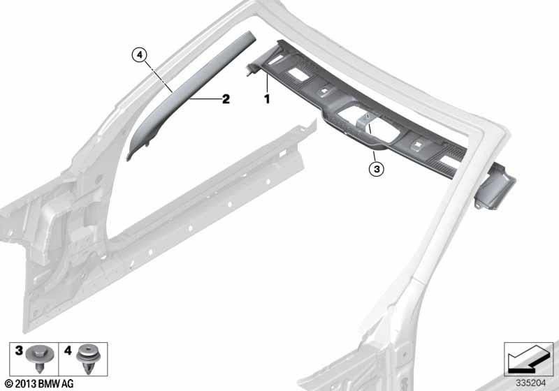 BMW右黒の本物の絞りaピラー（51437328740）| 51437328740