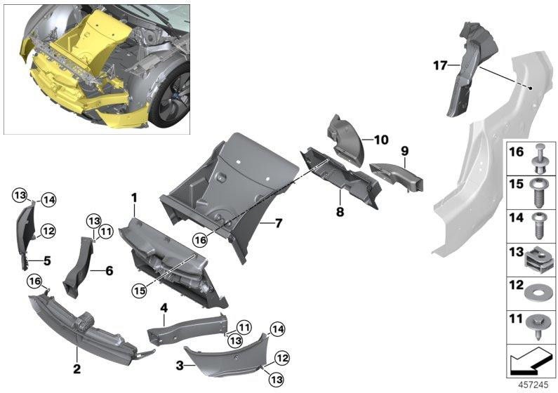 BMW右側の本物の空気保護（51437364174）| 51437364174