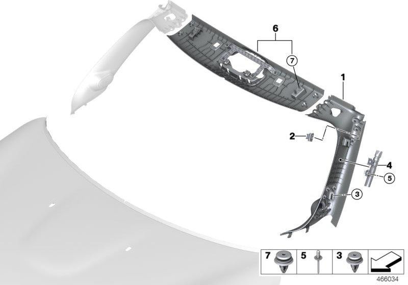 BMW純正絞りa-pillar hifi left anthracite（51437393011）| 51437393011