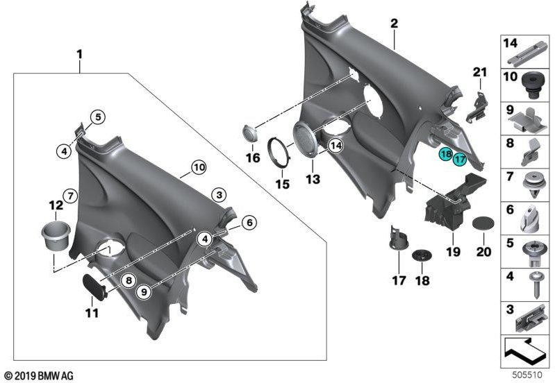 BMW右のカーボンブラック（51437393086）のBMW純正サイドクラッディング| 51437393086