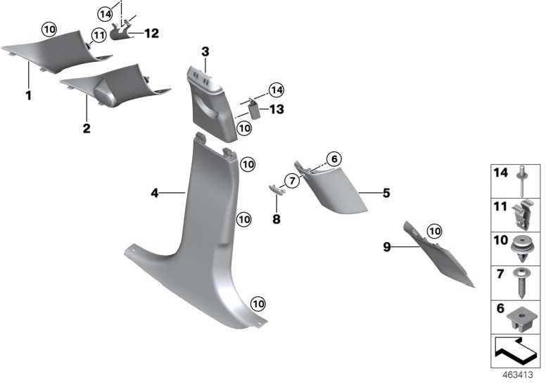 BMW純正絞りa-pillar hifi左灰色（51437402893）| 51437402893