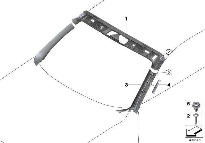 BMW右黒の本物の絞りA-pillar（51437405748）| 51437405748