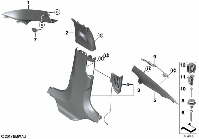 BMW右上のキャンベルレイ（51437431212）にある本物の絞りBピラー| 51437431212