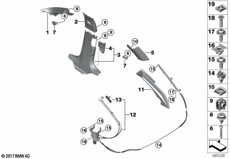 BMW右のアイボリーホワイト上の本物の絞りD-コラム（51437438458）| 51437438458