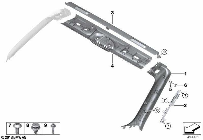 BMW左側の本物の絞りA-pillar（51437456437）| 51437456437