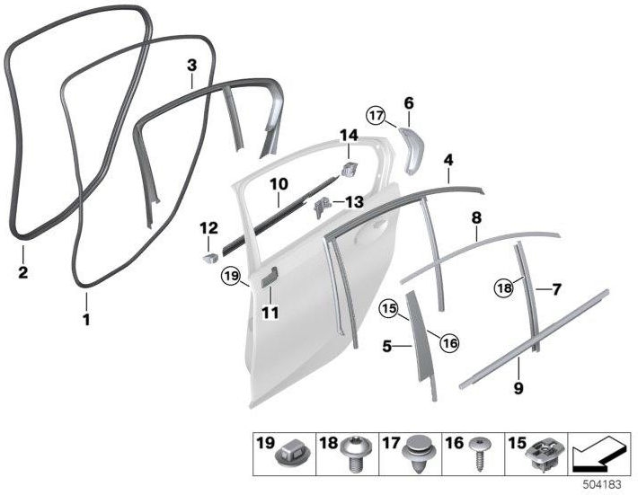 BMW純正絞りCピラー右SW HGL（51437465158）| 51437465158