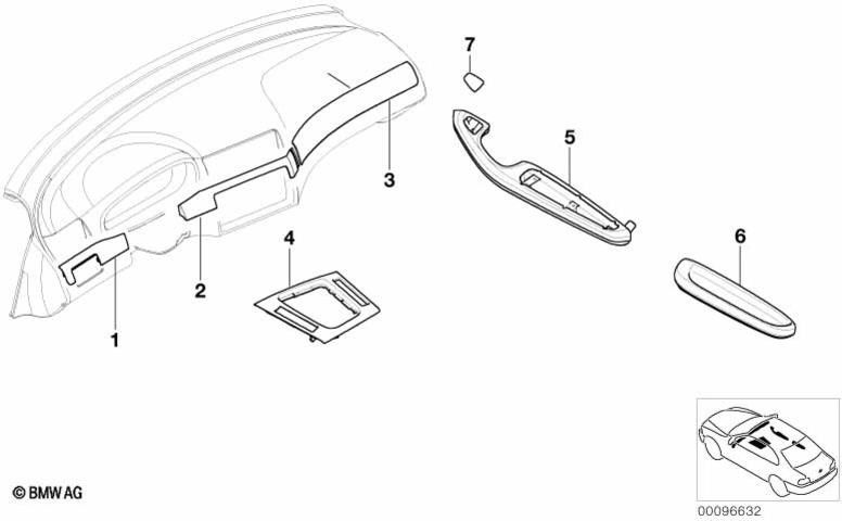 BMW右灰色の後ろの本物のアームレストチタン（51437904370）| 51437904370