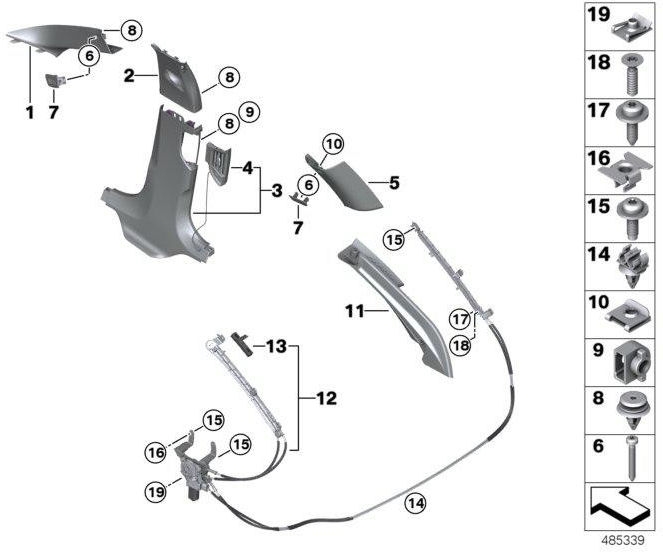 BMW右上の無煙炭（51438070630）にある本物の絞りCピラー| 51438070630