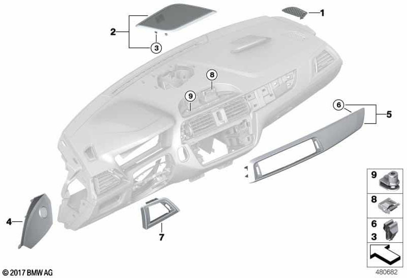 BMW本物のブレンドI-Tafelアクリルガラスブラックパールグロスクロム（51456809413）| 51456809413