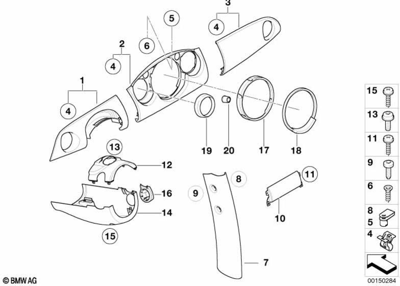 BMW本物のクラッディングステアリングコラムパンサーブラック（51457033299）| 51457033299