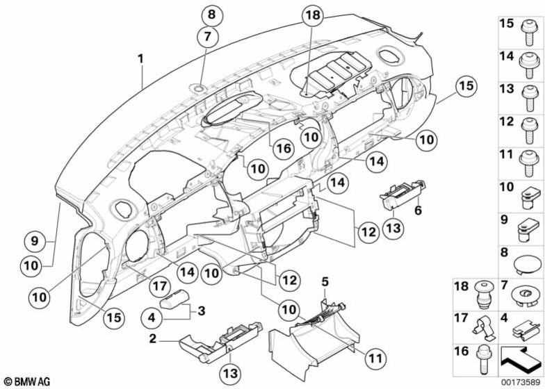 BMW本物のインストルメントパネル下部パンサーブラック（51457128609）| 51457128609