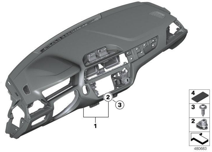 装飾的な縫い目を備えたBMW純正インストルメントパネル（51457943489）| 51457943489