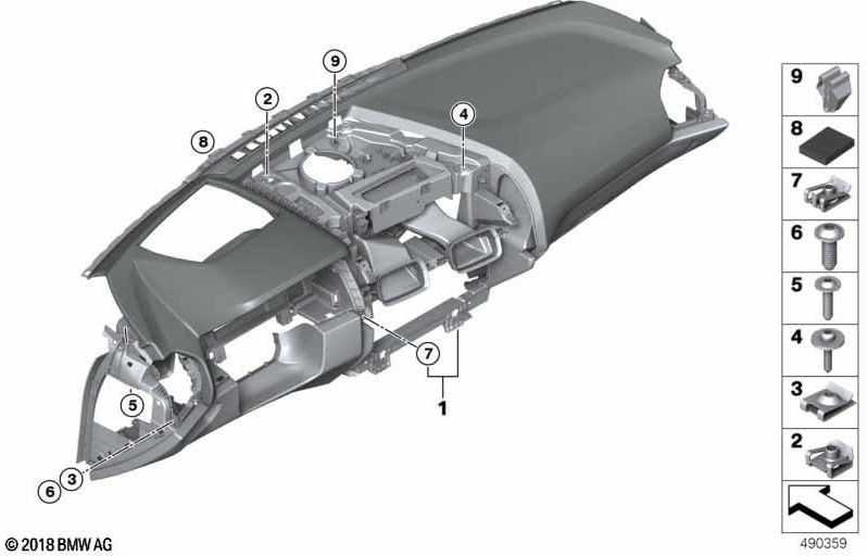 BMW純正インストゥルメンテンボードレザーヘッドアップディスプレイブラック/ブラック（51457950804）| 51457950804