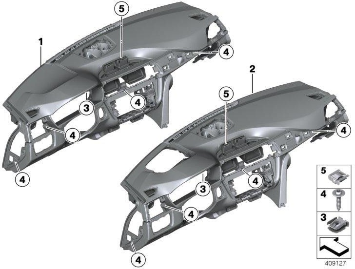 BMW本物のインストゥルメンテンボードレザーヘッドアップディスプレイブラック/グレー（51458057591）| 51458057591
