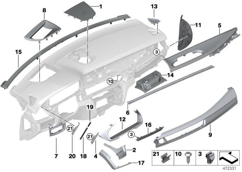 BMW純正ブレンドセンタースピーカーメタル​​ブラック（51459298639）| 51459298639