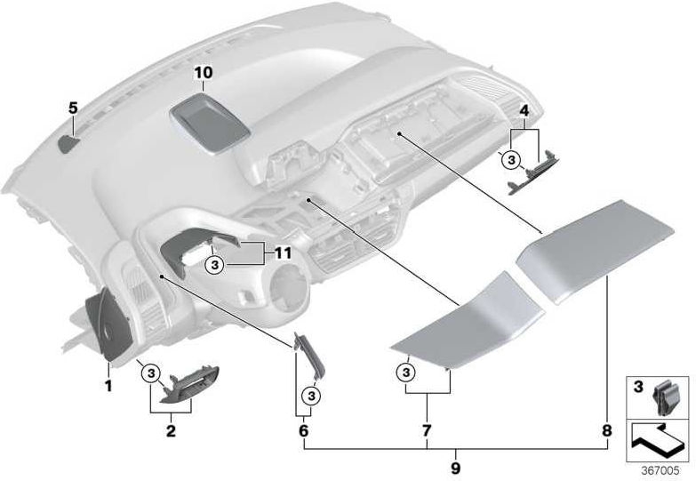 BMW純正セットブレンドIタフェル木材ユーカリ（51459332448）| 51459332448