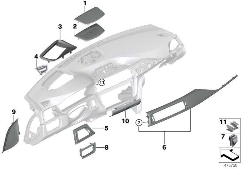 BMW純正絞りIタフェル右のコーラルレッドマット3er（51459357919）| 51459357919