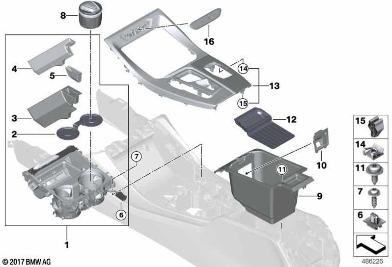 BMW本物のブレアセンターコンソールブラックハイグロス（51459382757）| 51459382757