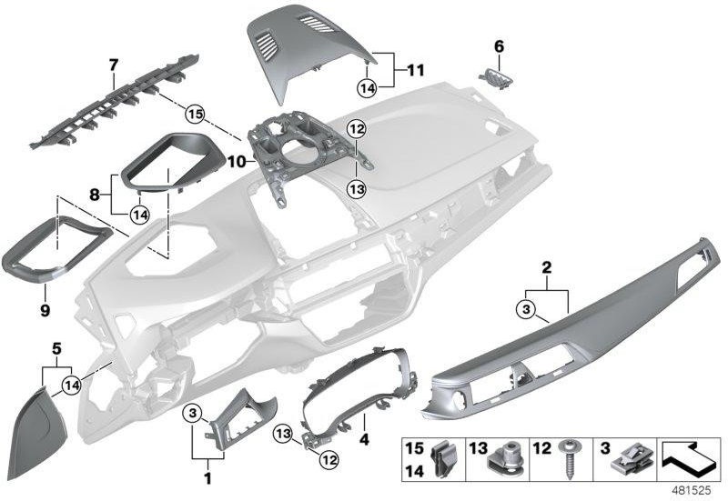 BMW本物の絞りI-Tafelブラックグロッシー。 Pearl Gloss Chrome（51459390699）| 51459390699