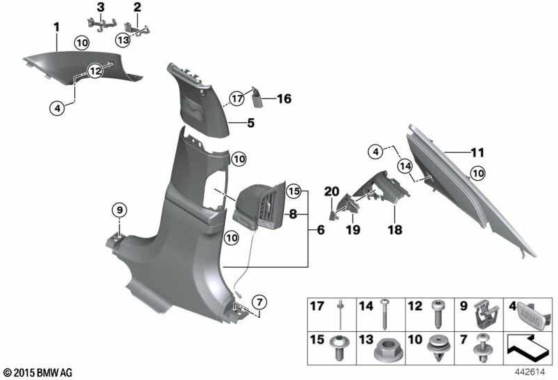 BMW左クロムの本物の開口ベルトガイダンス（51467406735）| 51467406735