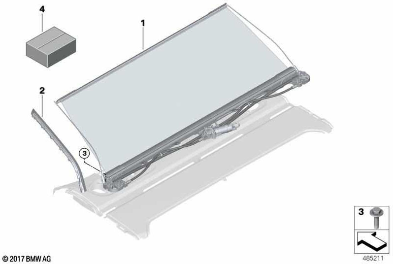 BMW純正日焼け止めローラーブラインドエレクトル。キャンベラージ（51467425526）| 51467425526