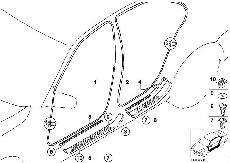 前面のBMW本物の開口部左黒（51472466367）| 51472466367